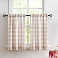 Treatmentex Buffalo Plaid Kitchen Curtains 36Inch Taupe Tier Curtain Set For Laundry Basement Small Window Curtain Panels Caf