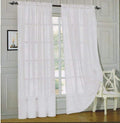 Elegant Comfort 2 Piece Solid Sheer 40 x 84 Window Curtains/Drape/Panels/Treatment, White