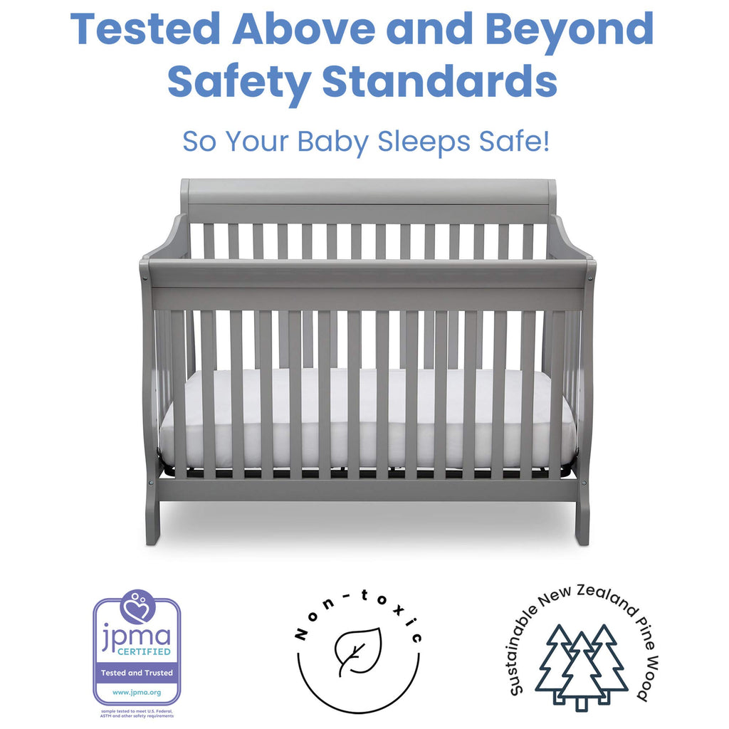 Delta Children Canton 4-in-1 Convertible Crib, Grey, Wood, 54.3"L x 35.3"W x 43.3"H, Model 7888-026,