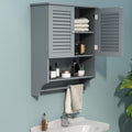 Choochoo Bathroom Wall Cabinet With Towels Bar, 23.6' L X7.9 W X27.5 H Mdf Material Medicine Cabinet, 2 Doors Over The Toilet Space Saver Storage Cabinet With Large Space, Grey