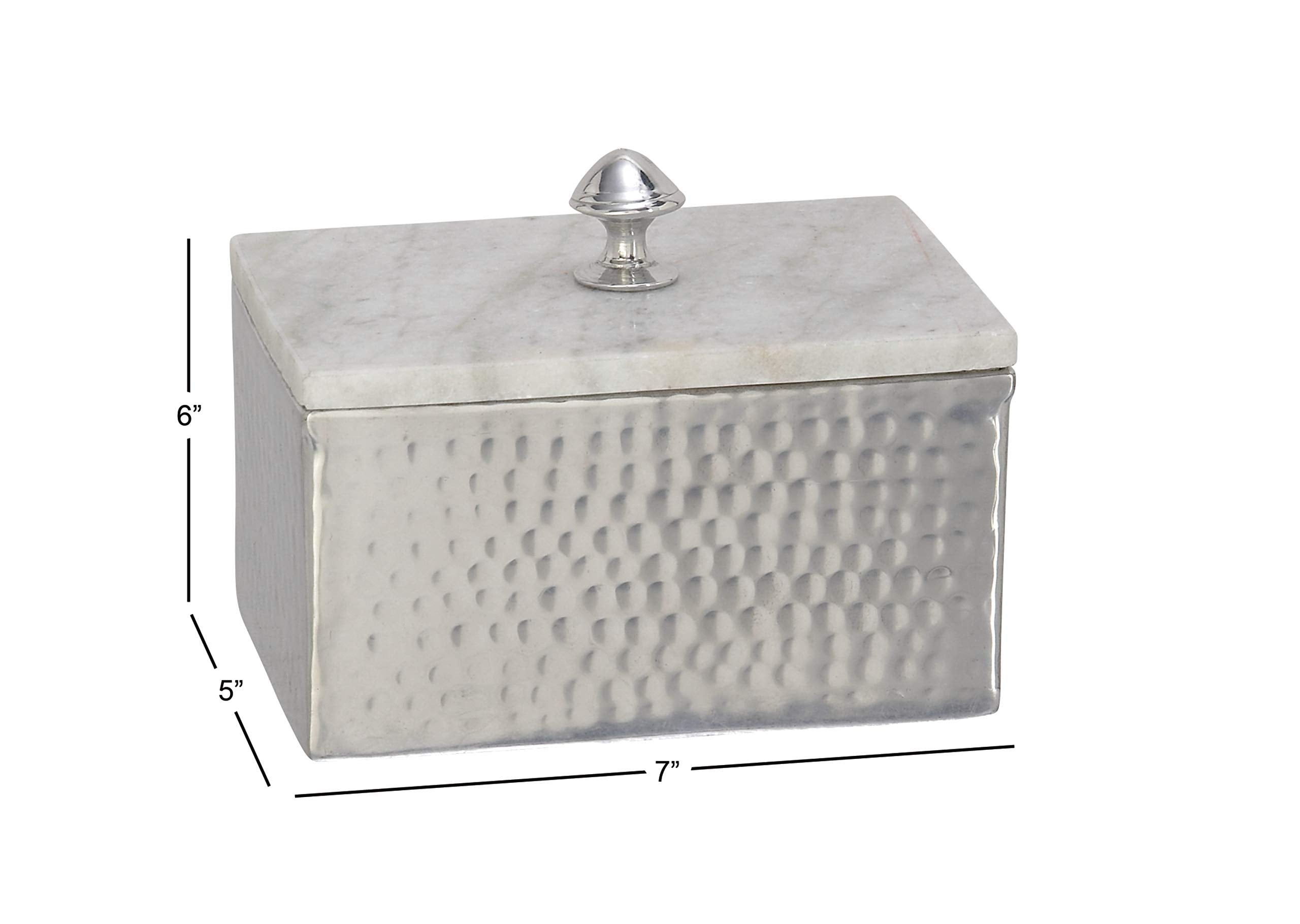 Deco 79 Marble Decorative Jewelry Box Jewelry Organizer With Marble Lid, Jewelry Holder 7'' X 5'' X 6'', Gray