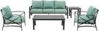 Crosley Furniture Kaplan 5-Piece Outdoor Sofa Patio Furniture Set, Conversation Sets For Porch, Deck, Oiled Bronze With Mist Cushions