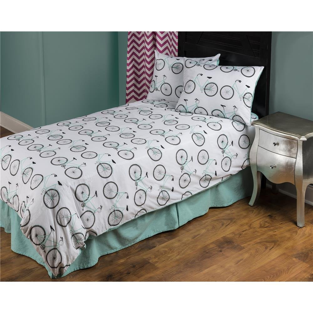 Rizzy Home BT1980 Comforter, 68"X86", Blue/White/Green