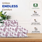 Thread Spread 100% Egyptian Cotton Printed Bed Sheets - 600 Thread Count 4 Pc Full Sheet Set, Hotel Luxury Sateen Bedsheets, 16' Deep Pocket Extra Soft Cooling Sheets For Full Size Bed - Paisley