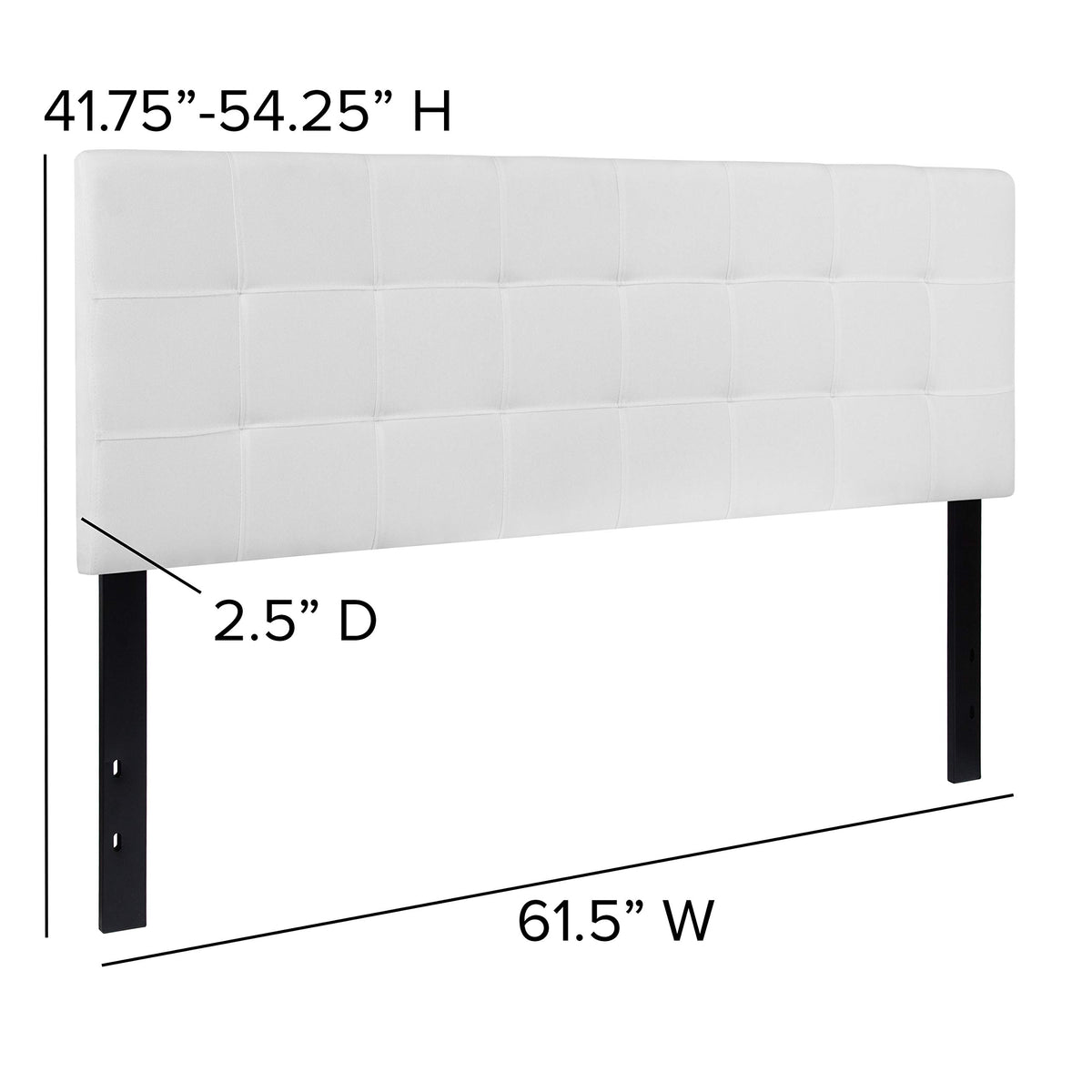 Flash Furniture Bedford Tufted Upholstered Queen Size Headboard In White Fabric