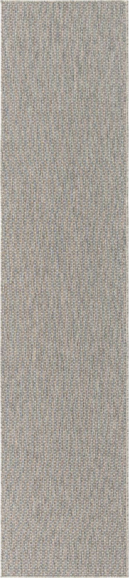 Unique Loom Collection Casual Transitional Solid Heathered Indoor/Outdoor Flatweave Area Rug (2' 7'' x 12' Runner, Light Gray/Iv