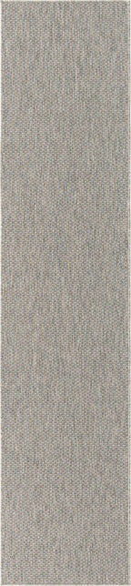 Unique Loom Collection Casual Transitional Solid Heathered Indoor/Outdoor Flatweave Area Rug (2' 7'' x 12' Runner, Light Gray/Iv