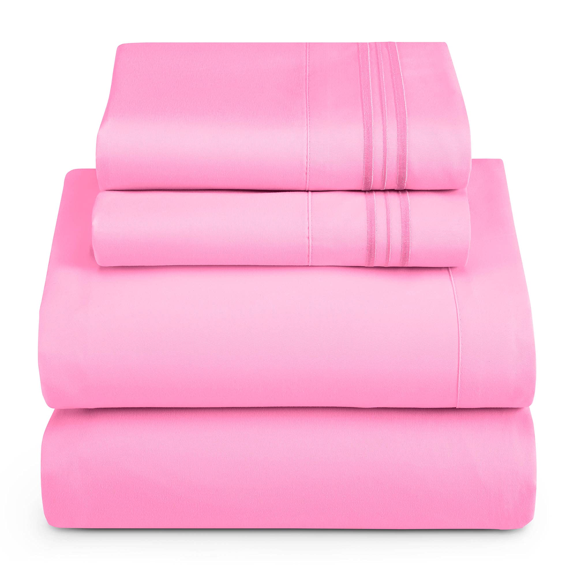 Hearth & Harbor King Size Sheets - 4 Piece Bed Sheet Set, Hotel Luxury Double Brushed Bed Sheets - Extra Soft Bedding Sheets & Pillowcases, King, Light Pink