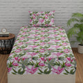 Huesland By Ahmedabad Cotton 144 Tc Cotton Bed Sheets For Single Bed With Pillow Cover | Flamingos Pink