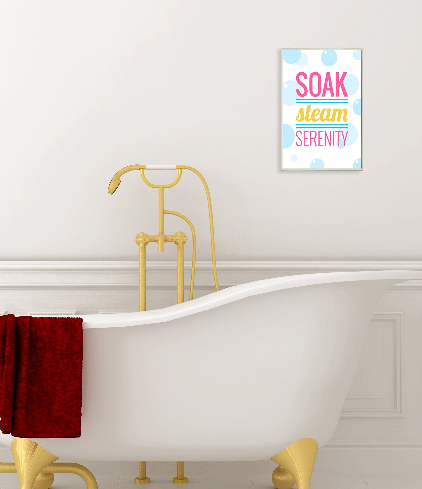 Stupell Home D  Cor Soak Steam Serenity Bathroom Wall Plaque, 10 X 0.5 X 15, Proudly Made In Usa