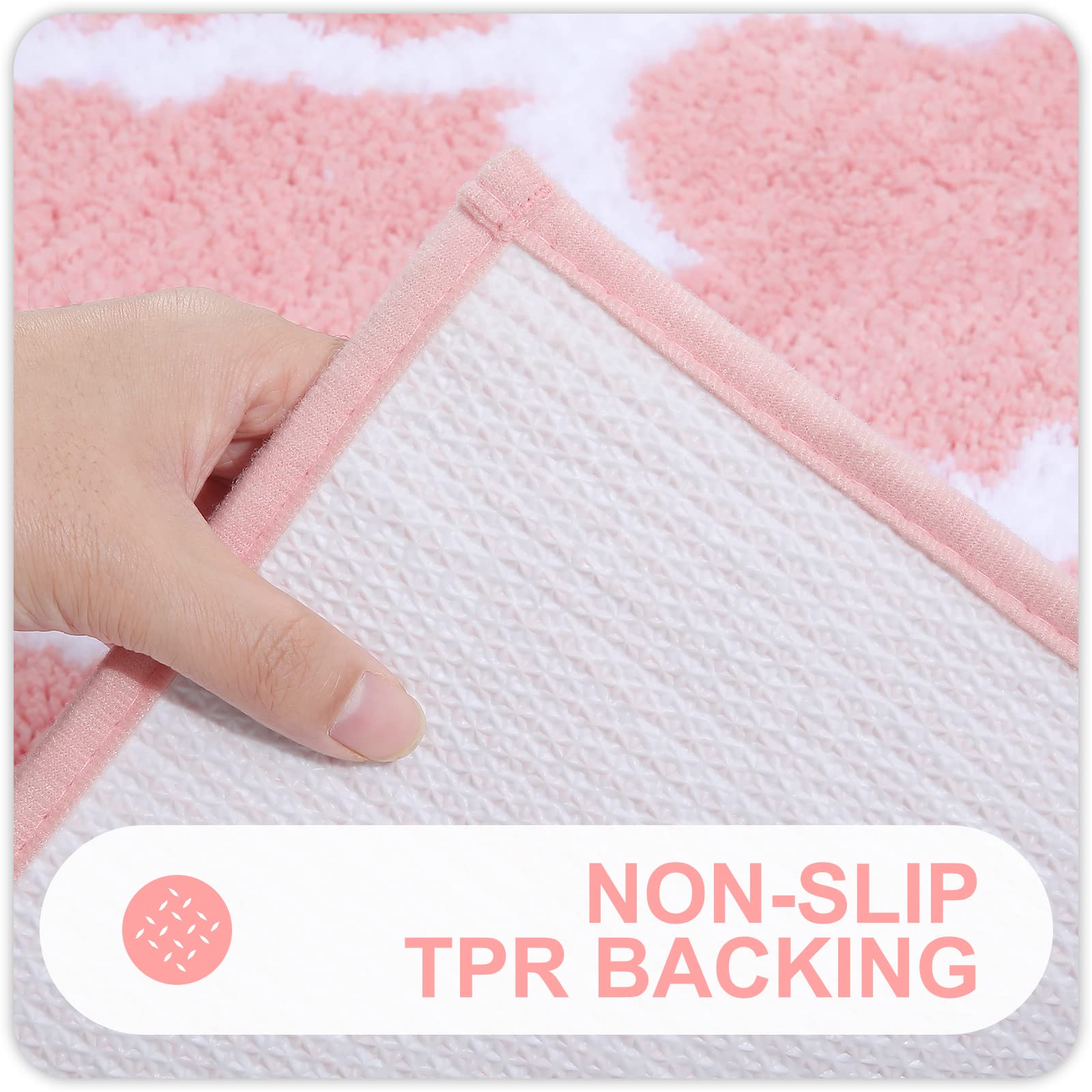 Olanly Bathroom Rugs Set 2 Piece Microfiber Bath Shower Mat And U-Shaped Toilet Rug, Machine Wash Dry, Non-Slip Absorbent Shaggy