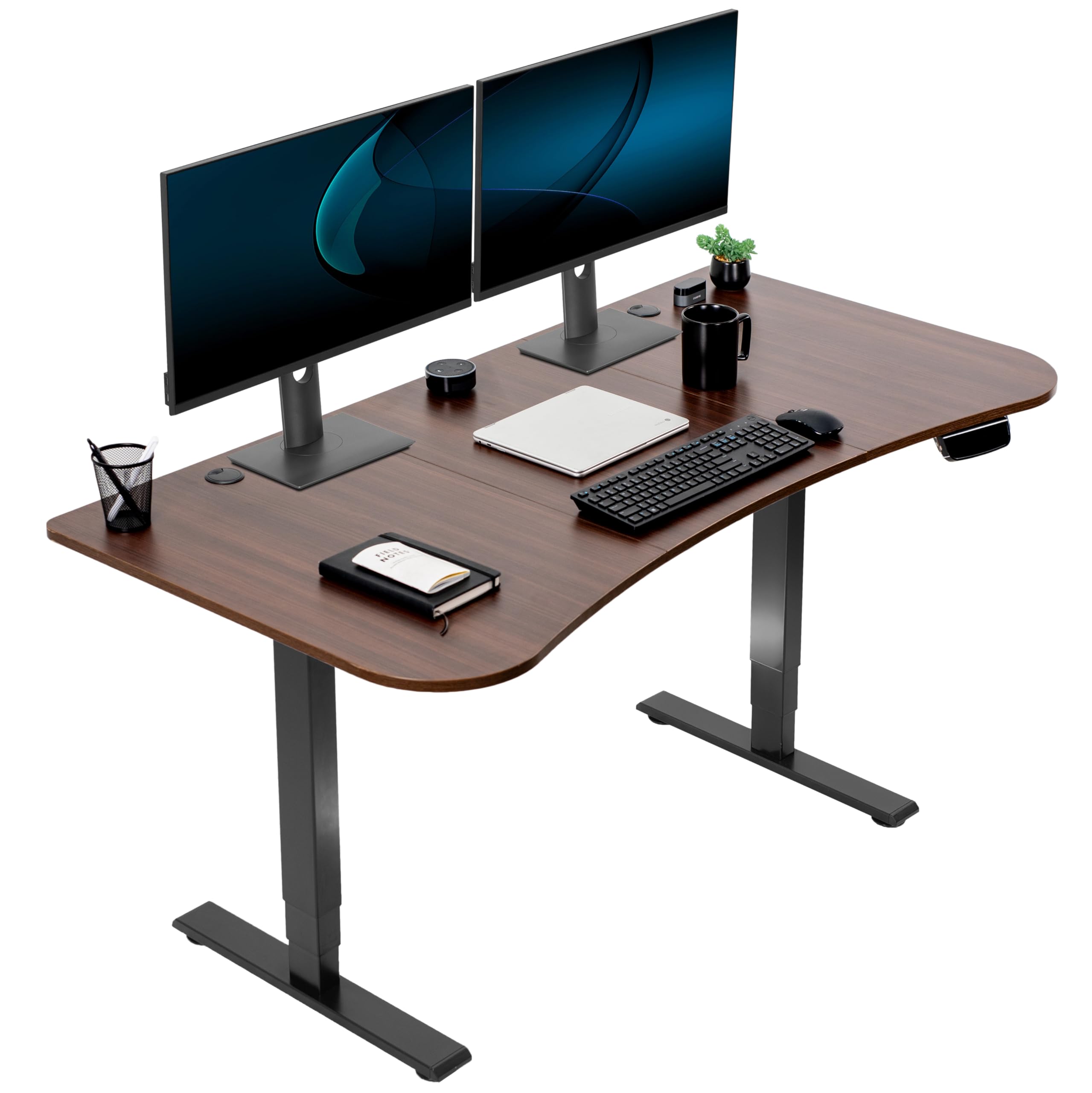 VIVO Electric 63 x 32 inch Standing Desk Workstation, Memory Controller Height Adjustment, 176 lb Frame Support, 2E Series, Dark