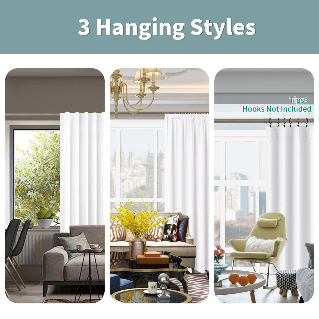Bgment Pure White 100% Blackout Curtains 63 Inches Long With Thermal Insulated Liner, Rod Pocket And Back Tab Double Layer Full Room Darkening Window Curtain For Bedroom, 2 Panels, Each 38 X 63 Inch