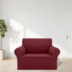 2025 New Stretch Chair Sofa Slipcovers Couch Cover For 1 Seater Furniture Protector Sofa Covers With Elastic Bottom Jacquard Fabric Small Checks For Pets, Kids - Dark Red