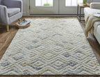 HomeRoots 512763 9 x 12 ft. Gray & Ivory Wool Geometric Hand Tufted Handmade Rectangle Area Rug