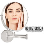 Ovente 9' Wall Mounted Makeup Mirror - 1X/ 10X Magnification, Rotating 360-Degree, Double-Sided, Extendable & Folding Arm, Clea