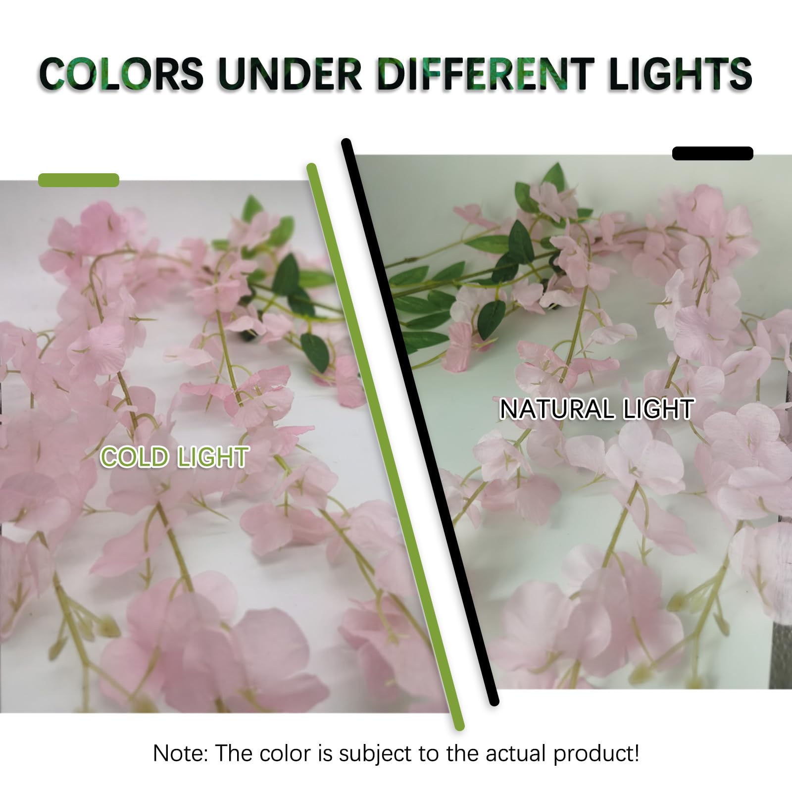 12 Pack Pink Wisteria Hanging Flowers Garland, 3.77 Feet Pink Artificial Wisteria Flower Vines, Fake Pink Wisteria, Pink Flower