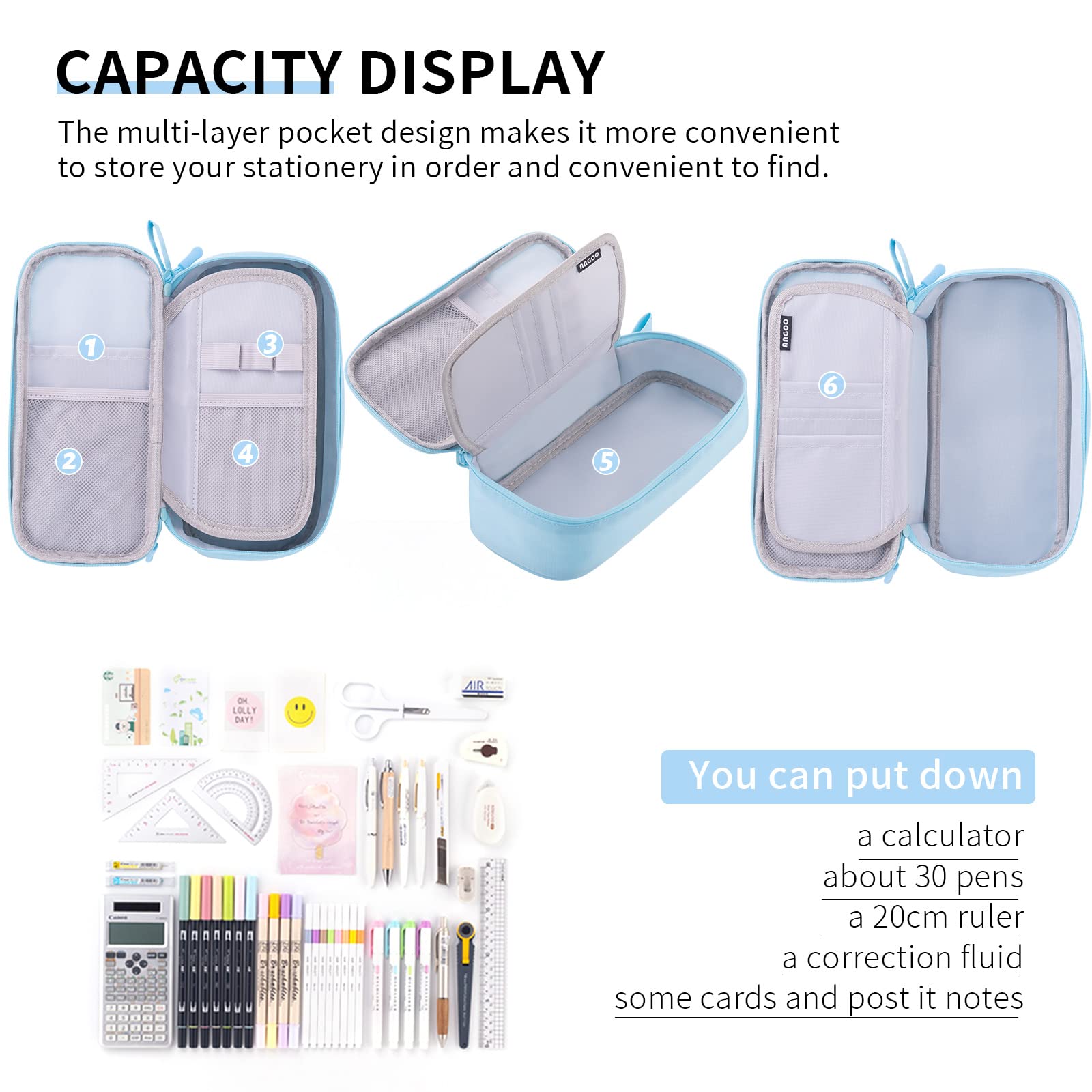 Cicimelon Durable Pen Pencil Case Big Storage Pen Pouch Bag For School Supplies College Teen Girls Adults, Beige