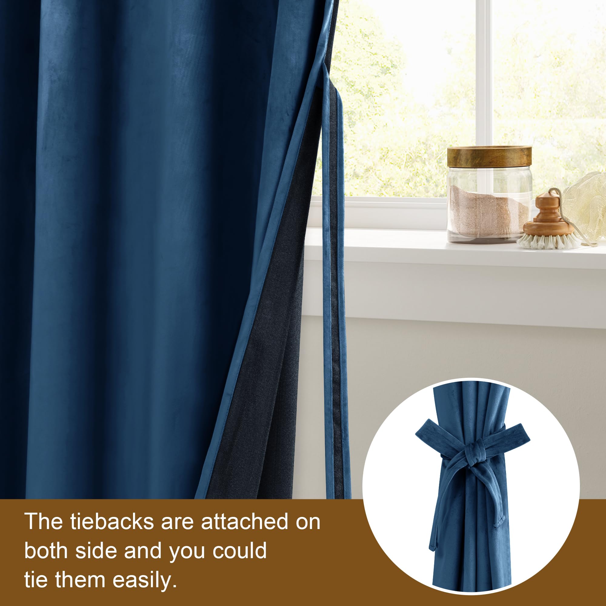 Dwcn Velvet Blackout Curtain Panels - Navy Blue Grommet Top Thermal Insulated Bundleable Window Treatment Set Home Decor Modern