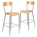 2 Pk. Invincible Series Metal Restaurant Barstool - Natural Wood Back & Seat