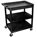 LUXOR TC122-B Large Tub Top and Flat Middle/Bottom Shelf Cart, Caster Wheels with Locking Brake, Assembly Required, 133 lbs. 32 