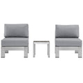 Shore 3 Piece Outdoor Patio Aluminum Sectional Sofa Set