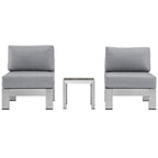 Shore 3 Piece Outdoor Patio Aluminum Sectional Sofa Set