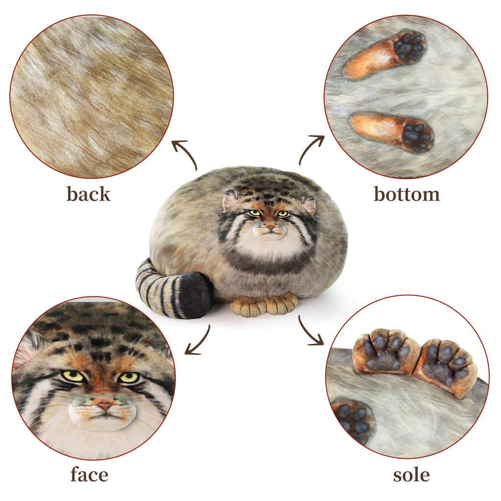Sew Butiful Steppe Cat Plush, Cat Stuffed Animal 35Cm/14Inch, Pallas Cat Plush Pillow, Cute Plushies For Girls, Soft Plush Pillo