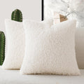Foindtower 2 Pieces 16X16 Inch White, Faux Fur Throw Pillow Cover Accent Sherpa Pillow Fuzzy Soft Pillowcases Sheepskin Decorati
