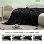 Exclusivo Mezcla Black Fleece Queen Size Blanket For Bed, 90X90 Inches Soft Cozy 3D Decorative Jacquard Flannel Blankets, Lightw