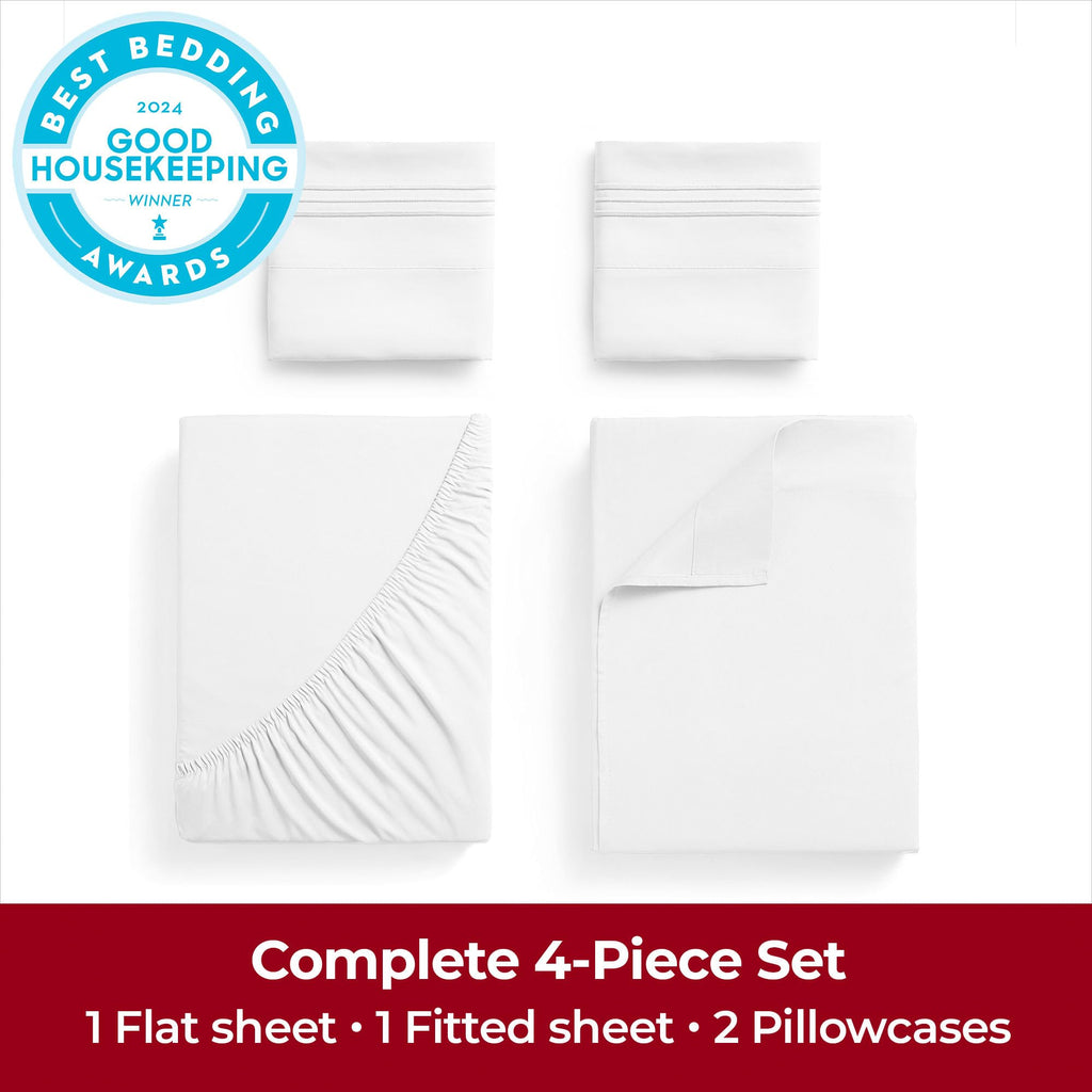 Mellanni Queen Sheets Set - 4 Pc Iconic Collection Bedding Sheets & Pillowcases - Hotel Luxury, Extra Soft, Cooling Bed Sheets -
