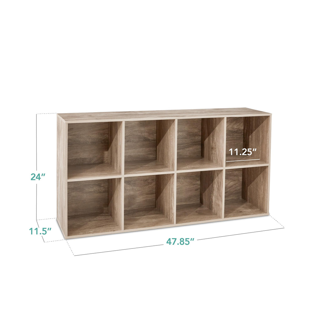 Best Choice Products 8-Cube Storage Organizer, 11In Shelf Opening, Bookcase, Display Shelf, Customizable W/ 3 Removable Back Panels – Greige