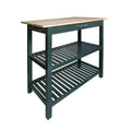 Kitchen Island with Solid Wood Top, Natural/Hunter Green