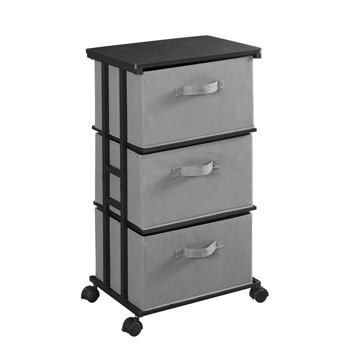Max Houser Dresser Tower With 3 Drawers,Fabric Dresser Drawer Organizer Unit,Dresser Chest With Wood Top,Vertical Storage Dresser,Small Dresser For Bedroom,Office,Grey