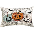 Baccessor Halloween Pillow Cover 12x20 Inch, Pumpkins Bats Spider Web Lumbar Pillow Case Halloween Decor for Cushion Sofa Couch 