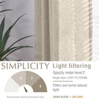 Jinchan Linen Blend Curtains 90 Inches Long For Living Room Oat Farmhouse Rod Pocket Back Tab Light Filtering Window Drapes For Bedroom Curtains 2 Panels