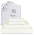 Threadmill California-King Sheets - 800 Thread Count Jacquard Celine Ivory, 100% Pure Cotton 4 Piece Striped Bed Set, Extra Long