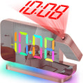 SZELAM Projection Alarm Clock,7.4 in LED Mirror Digital Clocks Projection on Ceiling Wall,with RGB Night Light,USB C Charging Po