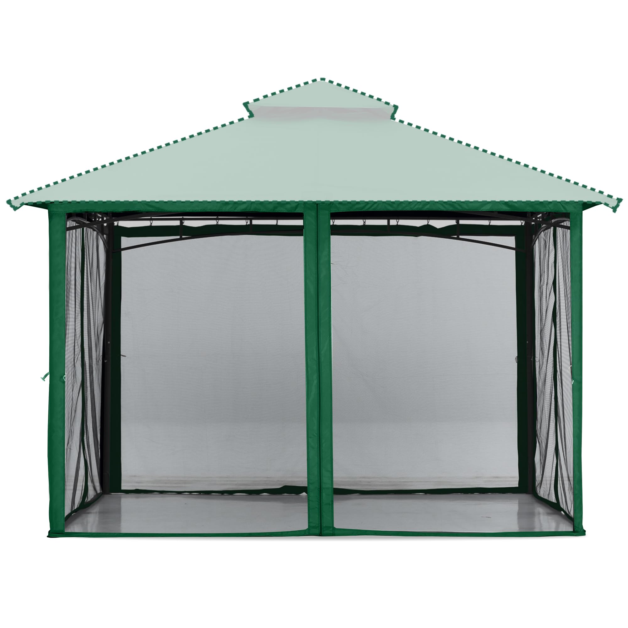 MASTERCANOPY Patio Gazebo Mosquito Netting Screen Walls (10x12, Forest Green)