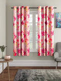 Home Sizzler 2 Pieces 3D Flower Eyelet Polyester Window Curtains  5 Feet, Pink | SemiSheer