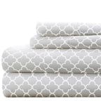 Linen Market 4 Piece King Bedding Sheet Set (Gray Quatrefoil) - Sleep Better Than Ever With These Ultra-Soft & Cooling Bed Sheet