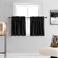 DONREN 36 Inch Length Tier Curtains- 2 Panels Blackout Thermal Insulating Small Valance Curtains for Nursery with Rod Pocket (Bl