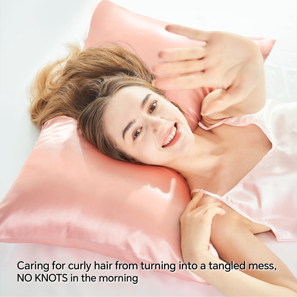 Bedelite Satin Pillowcase With Zipper 2 Pack, Coral Pillow Cases Standard Size, Super Soft And Cooling Similar To Silk Pillow Ca