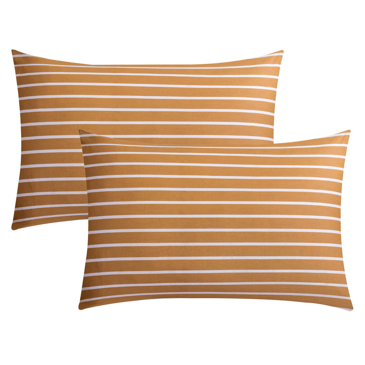 Jellymoni 100% Natural Cotton Striped King Pillowcases Set, 2 Pack Rust And White Stripes Pattern Printed Pillow Covers With Env