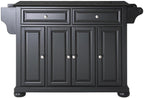 Crosley Furniture Alexandria Granite Top Rolling Kitchen Island Storage Cart, Microwave Stand, Spice Rack, Black
