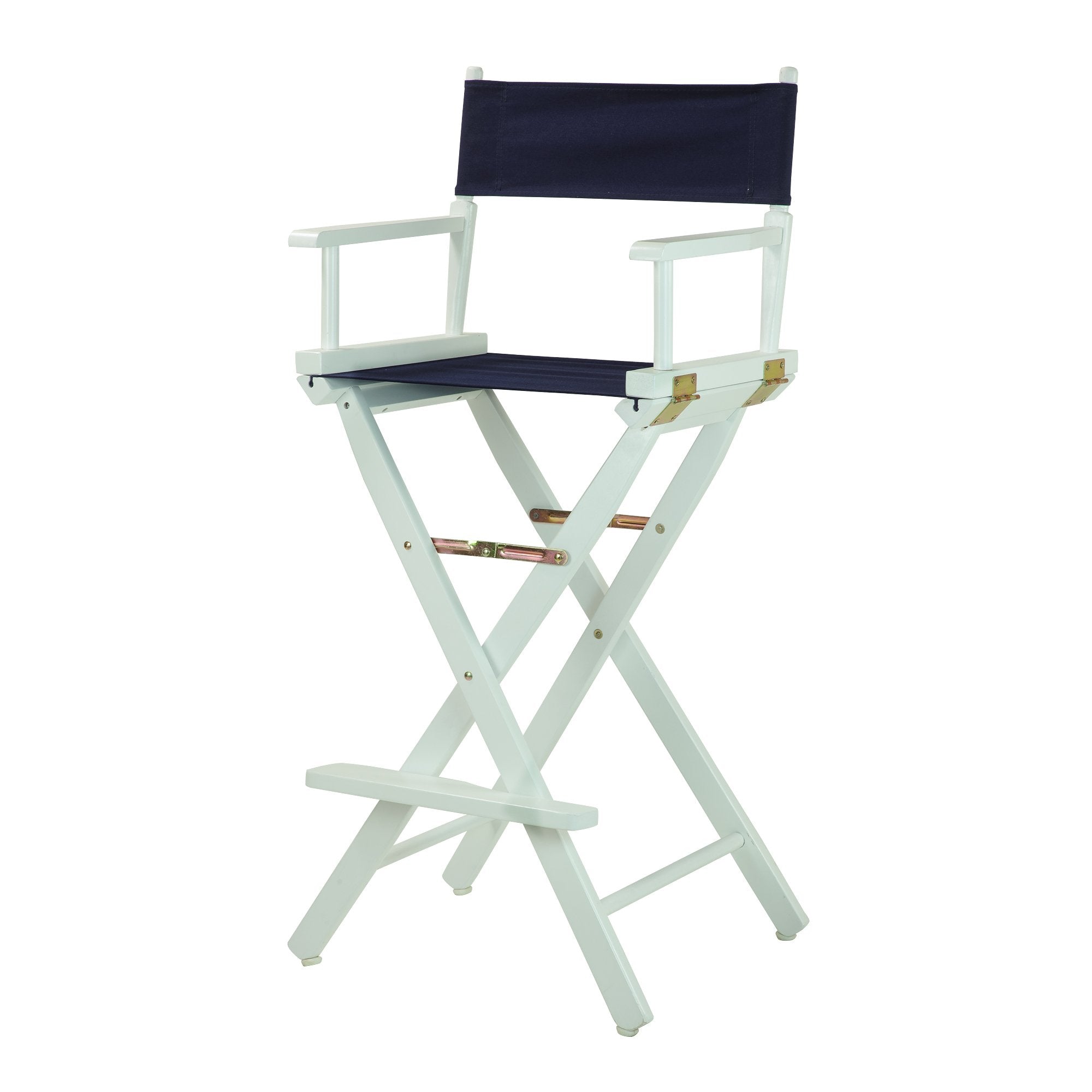 Casual Home Directors Chair ,White Frame/Navy Canvas,30 - Bar Height