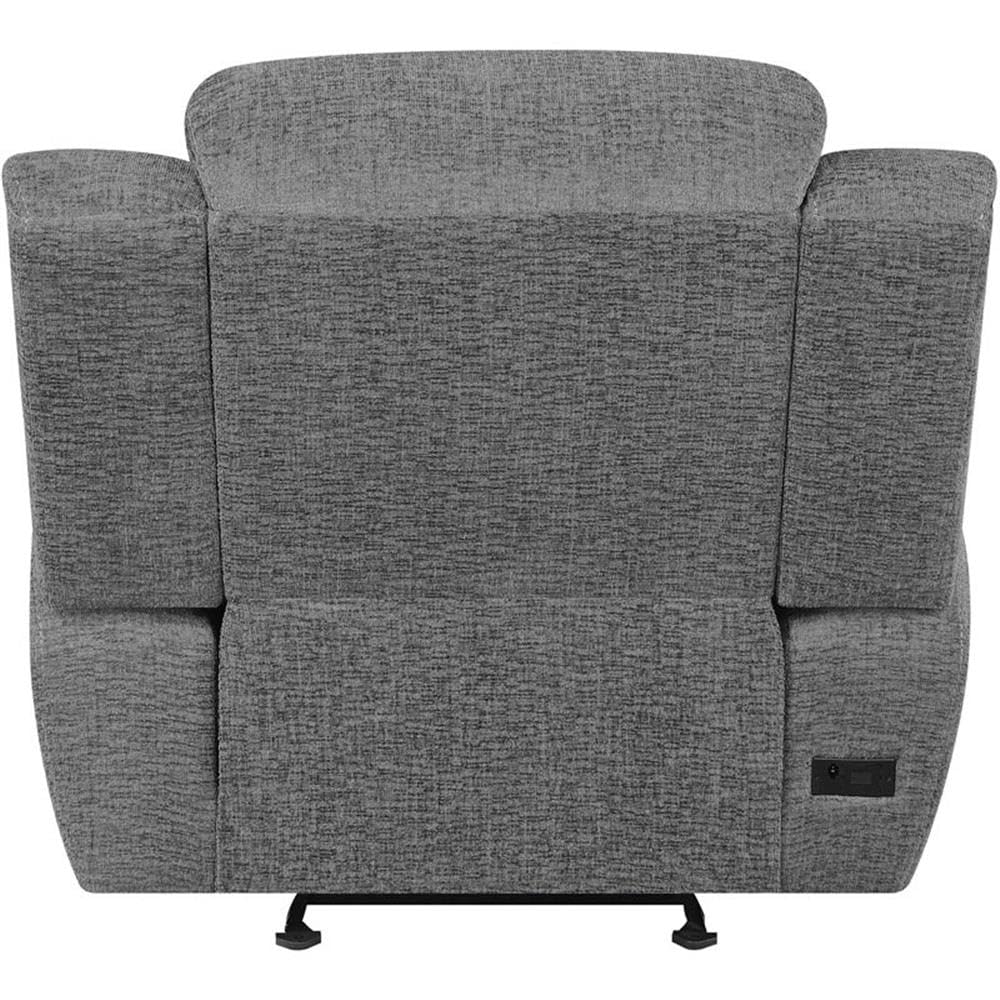 Coaster Home Furnishings Bahrain Upholstered Charcoal Power Glider Recliner, 609543P