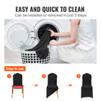 Vevor 50 Pcs Flat-Front Chair Covers Polyester Spandex Stretch Slipcovers For Wedding Party Dining Banquet, Black