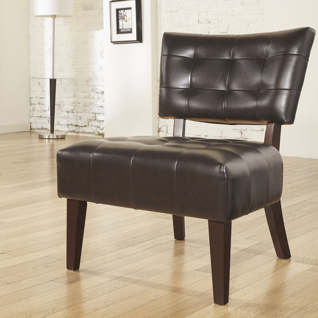 Roundhill Furniture Blended Leather Tufted Accent Chair With Oversized Seating, Brown