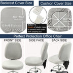 Buyue Task Office Chair Cover, Super Soft Velvet Stretch Washable Computer Desk Armless Chair Slipcover Dustproof Protectors (Set Of Light Grey)